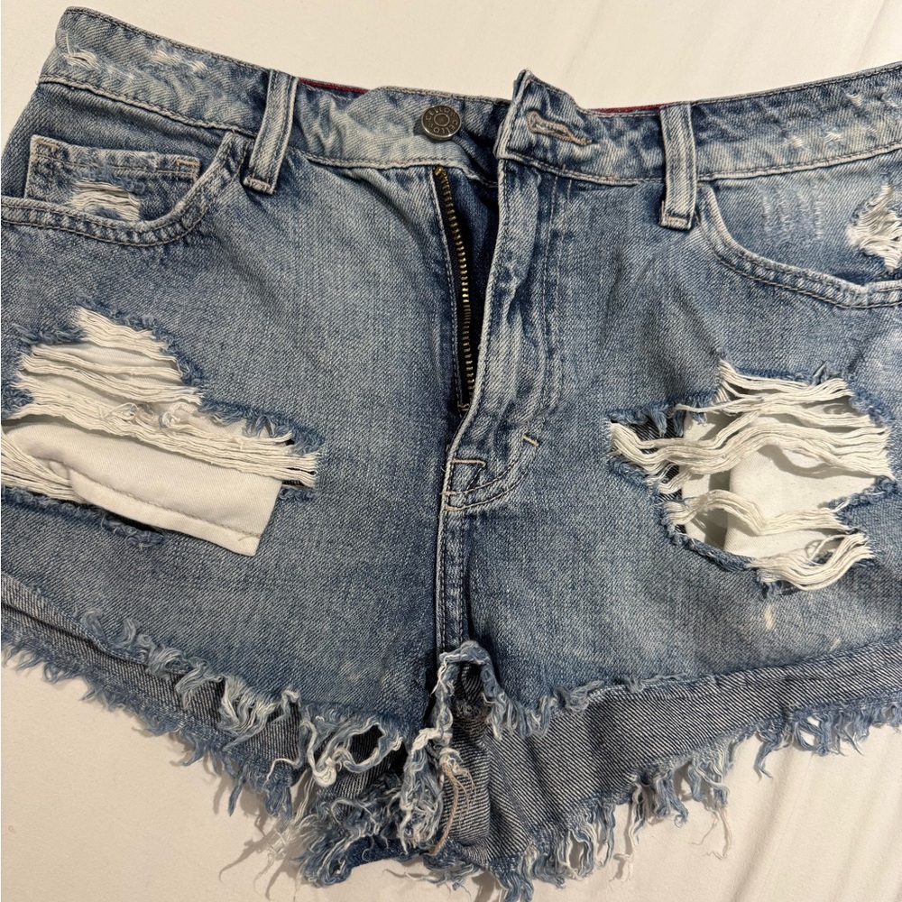 Cello Light Blue Distressed Jean Shorts